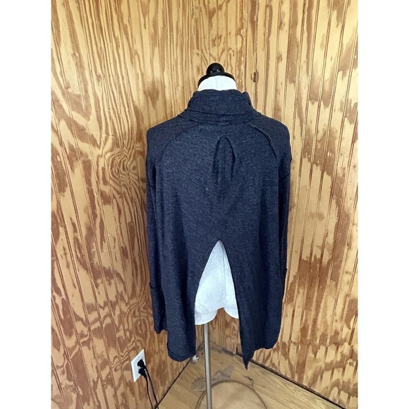 We The Free People Pullover Open Back Dark Gray Thermal High Neck Size L Blouse - Picture 5 of 7
